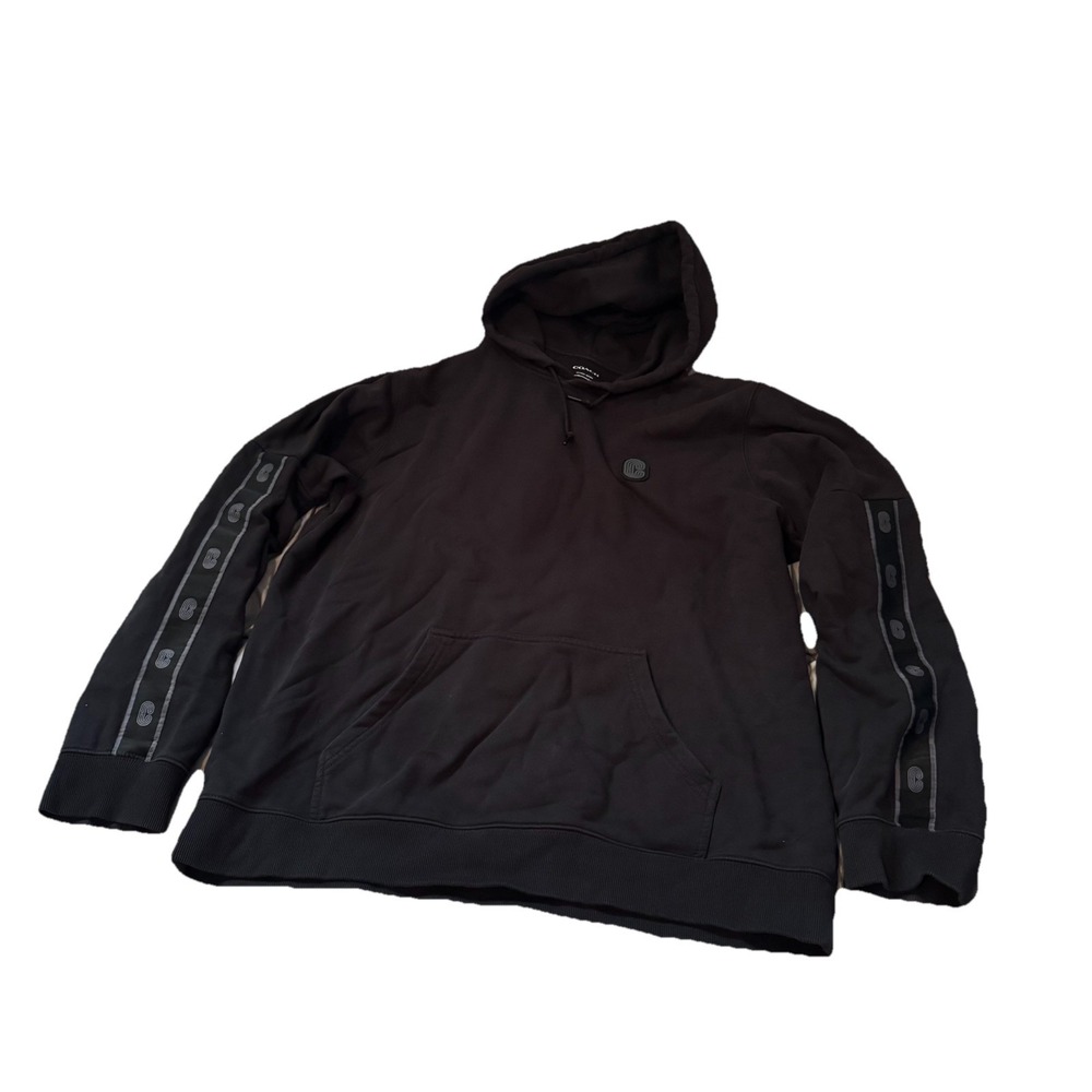 Coach Hoodie Pullover Men's Black Signature Tape Organic Blend‎ C5231 Size 2XL - Picture 2 of 6